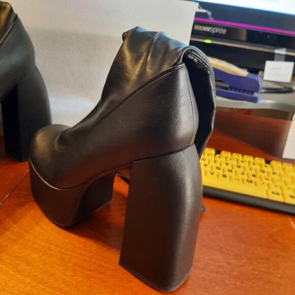 NEW ! Women Half Knee High Boot Platform Square Toe Black Sz US 10-10.5/EU41 - Picture 4 of 7